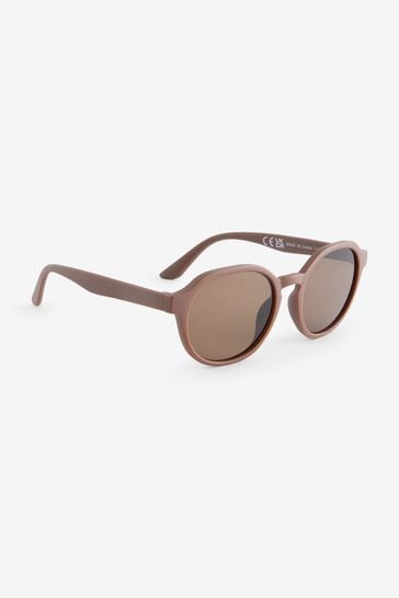 Brown Round Frame Sunglasses