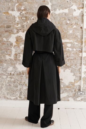 Black Waterproof Trench Longline Coat