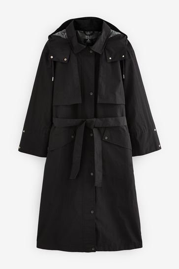 Black waterproof trench coat sales