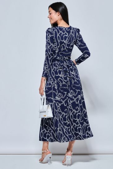 Blue chain print on sale dress