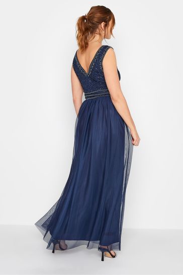 Blue beaded on sale maxi dress