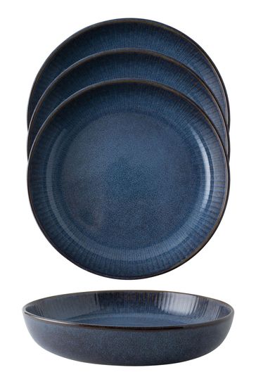 Dutch Rose Blue Sapphire Set of 4 Pasta Plates