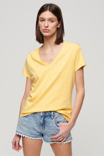 Superdry Yellow Studios Embroidered V-Neck T-Shirt