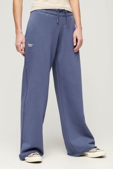 Pantalones de chándal rectos azules básicos con logo de Superdry