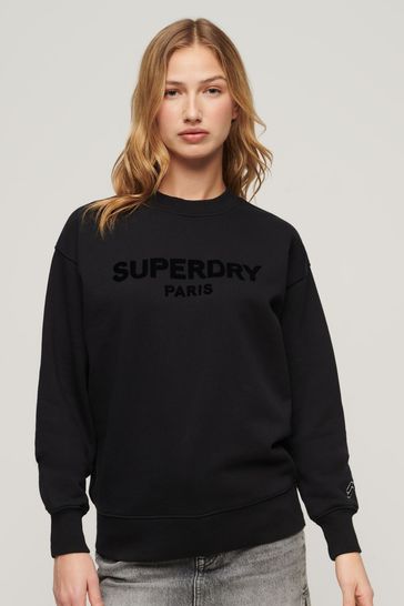 Superdry Black Sport Luxe Loose Crew Sweatshirt