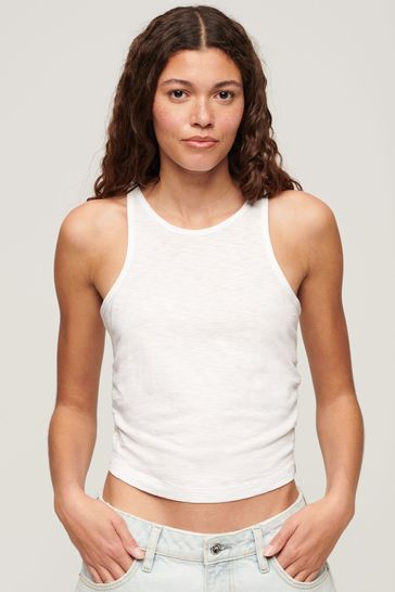 Superdry White Ruched Tank Top