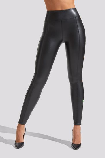 Buy Ann Summers Lucille Diamante Side Seam PU Black Leggings from the Next  UK online shop