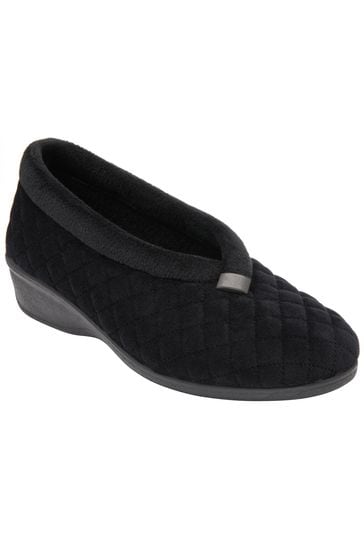 Lotus Black Wedge Shoe Slippers