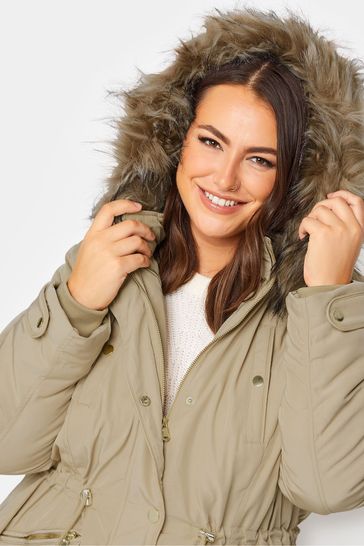 Buy Yours Curve Natural Plush Faux Fur Trim Parka from Next Bahrain