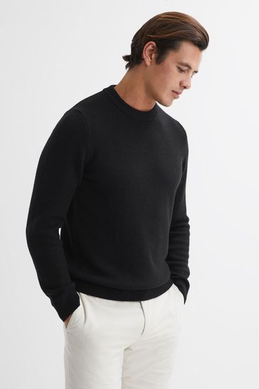 Suéter negro con cuello redondo en mezcla de lana Avons de Reiss