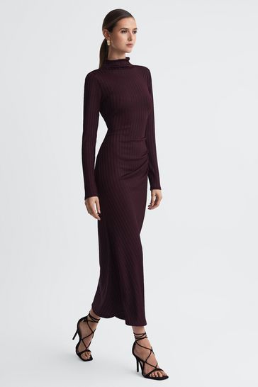 Buy Good American Knitted Funnel Neck Midi Dress Next