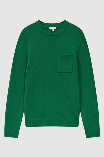 Green crew shop neck jumper