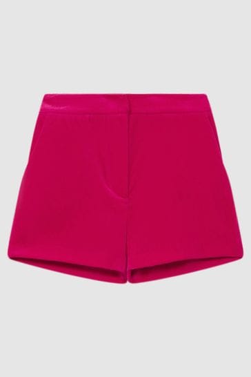 Pink velvet cheap high waisted shorts