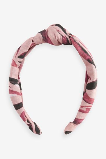 Pink Zebra Print Structured Knot Headband