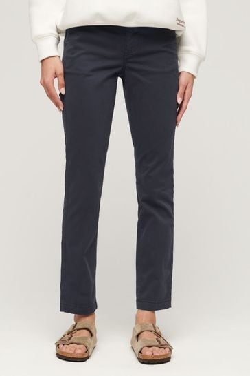 Superdry Blue Mid Rise Chino Trousers