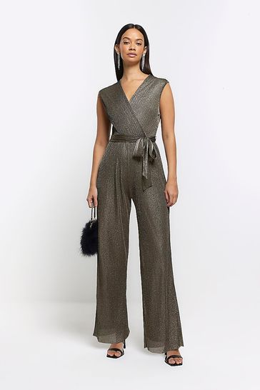 River island plisse jumpsuit online