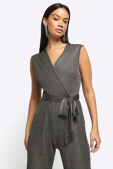 River island plisse sales jumpsuit
