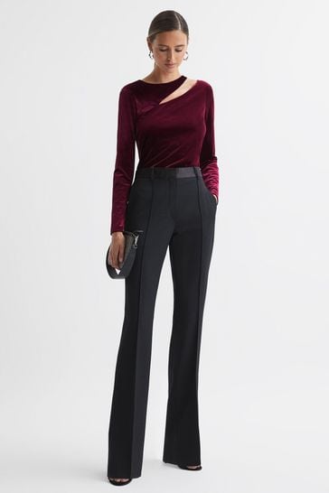 reiss black velvet top