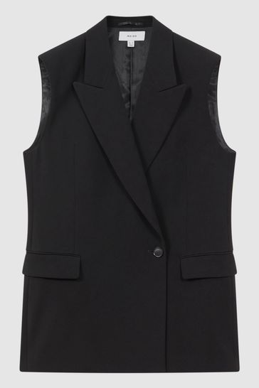 Buy Reiss Black Thea Double Breasted Longline Waistcoat from Next