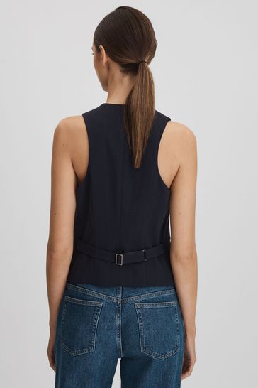 Buy Reiss Navy Willow Wool Blend Pinstripe Waistcoat from Next Hungary