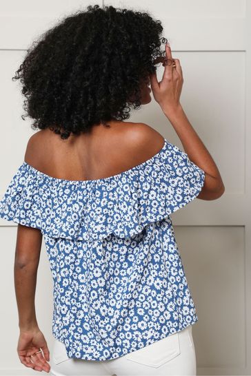 Threadbare Blue Off The Shoulder Bardot Top