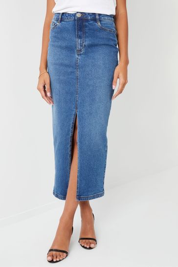 Threadbare Blue Denim Maxi Skirt