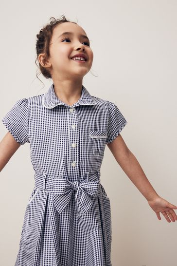 Navy blue shop gingham school dress