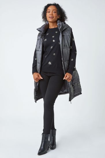 Iridescent longline puffer parka store