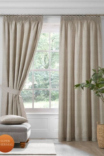 D&D Natural Pembrey Super Thermal Pencil Pleat Curtains Curtains