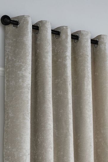 Curtina Natural Textured Chenille Luxe Eyelet Curtains