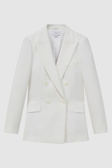 Ladies white clearance double breasted blazer