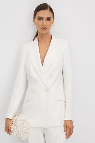 Buy Reiss White Sienna Petite Double Breasted Crepe Suit Blazer from Next Hungary