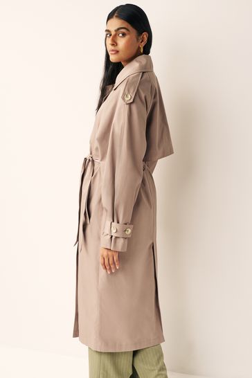Mink Brown Shower Resistant Trench Coat