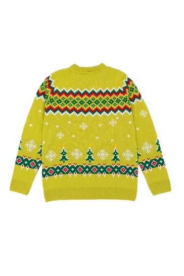 Buy Vanilla Underground Green Christmas Grinch Mens Licensed Adult Knitted Christmas Jumper from Next Luxembourg