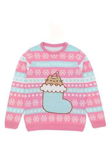 Vanilla Underground Pink Pusheen Girls Xmas Jumper