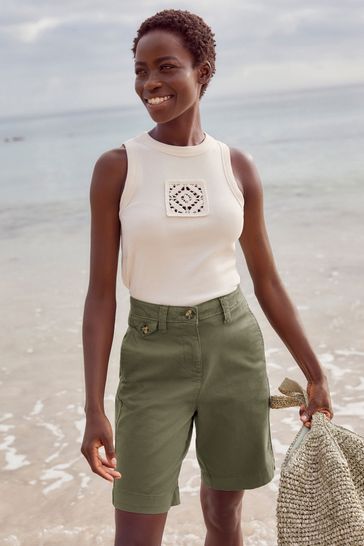 Ladies chino knee length shorts deals