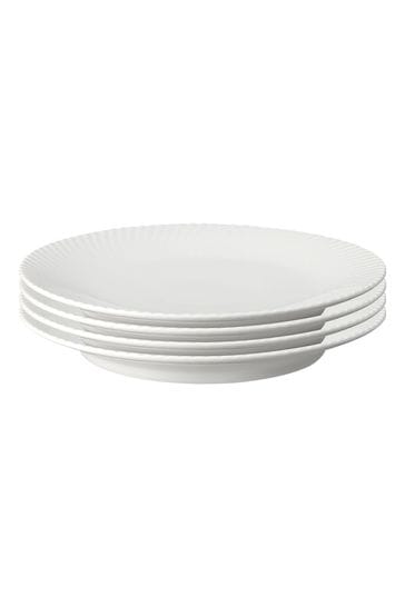 Denby White Porcelain Arc Set of 4 Medium Plates