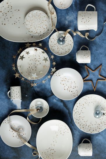 Denby White Porcelain Arc Stars 2 Medium Pasta Bowls