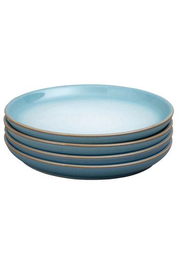 Denby Green Azure Haze Set of 4 Medium Coupe Plates