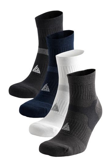Black/Blue/White - Performance Sport Mid Trainer Socks 4 Pack