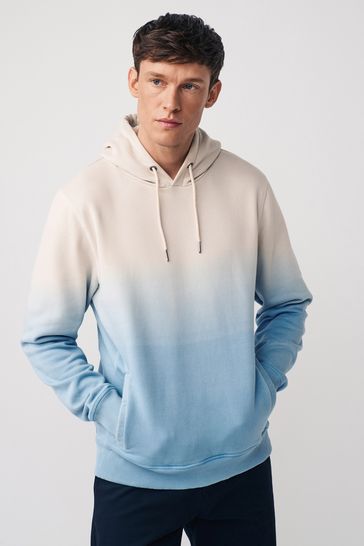 Buy Aqua Blue Ombre Dip Dye Cotton Rich Jersey Hoodie from Next Bahrain