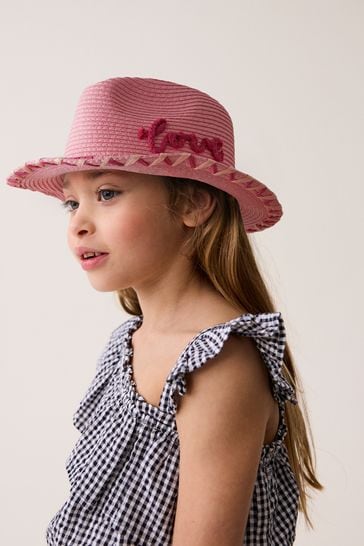 Pink Cowgirl Wide Brim Hat (3-16yrs)