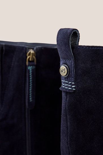 Navy suede knee on sale high boots womens