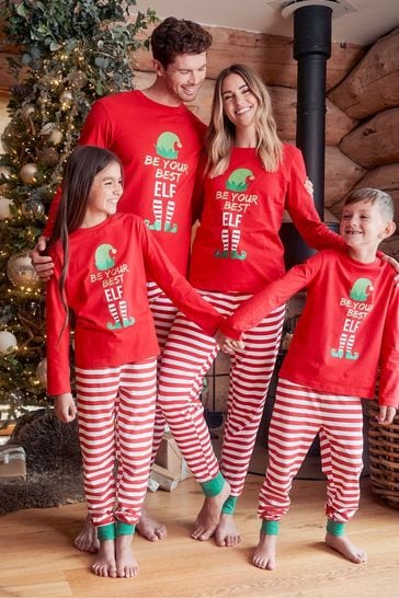 Threadboys Red Elf Cotton Long Sleeve Christmas Pyjama Set