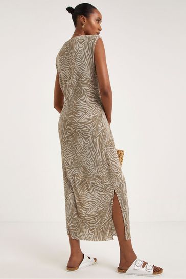 Buy JD Williams Animal Print A Line Plisse Brown Dress With Side Slits from Next Germany