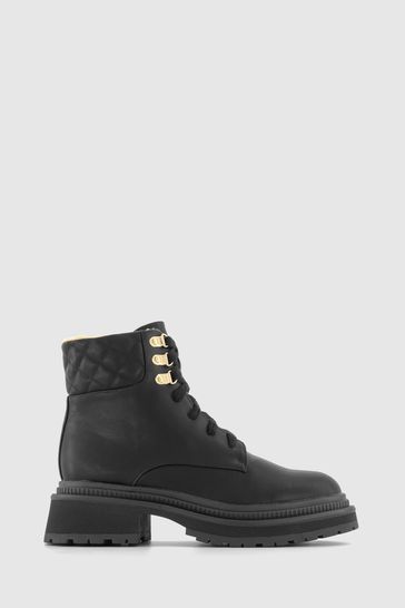 Office Black Adventure Borg Cuff Laced Hiker Biker Boots