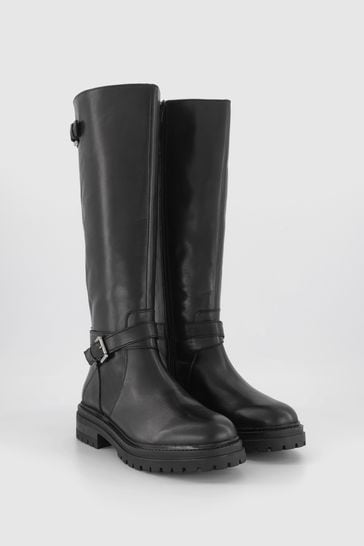 Office black buckle boots top
