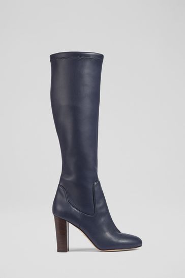 Buy LK Bennett Blue Marlowe Stretch Vegan Leather Knee High Boots
