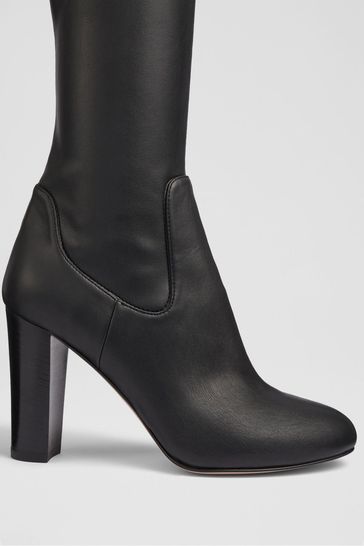 Buy LK Bennett Marlowe Stretch Vegan Leather Knee High Black Boots