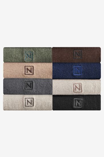 Blue/Neutrals 8 Pack Embroidered Lasting Fresh Socks